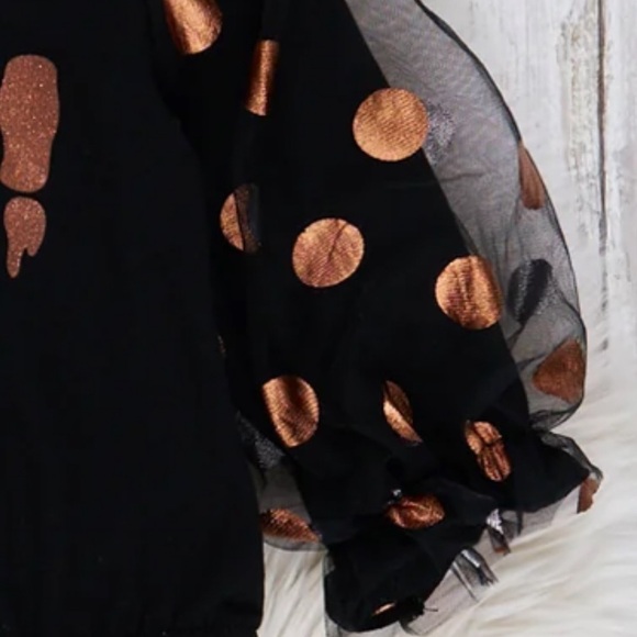 Marie Nicole Halloween Boo Black Silver Orange Tulle Long Sleeve Onesie and Pant - Picture 3 of 4